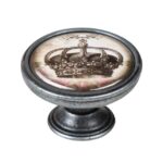 Πομολάκι Επίπλου Vintage Ασημί Αντικέ Φ37 – Royal Crown