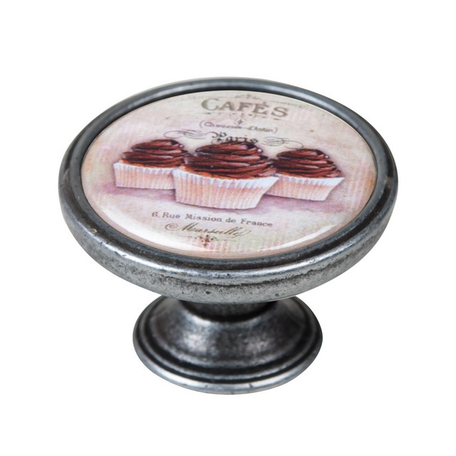 550PT61 Πομολάκι Επίπλου Vintage Ασημί Αντικέ Φ37 – Chocolate Cupcakes - Image 1