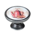 Πομολάκι Επίπλου Vintage Ασημί Αντικέ Φ37 – Tea Pot Red