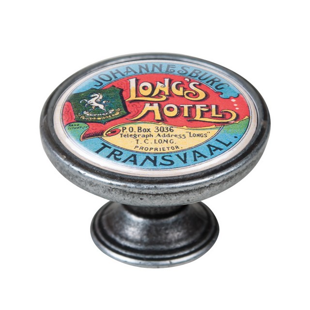 550PT73 Πομολάκι Επίπλου Vintage Ασημί Αντικέ Φ37 – Long's Hotel Johannesburg - Image 1