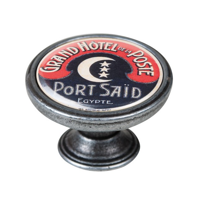 550PT75 Πομολάκι Επίπλου Vintage Ασημί Αντικέ Φ37 – Grand Hotel Port Said - Image 1