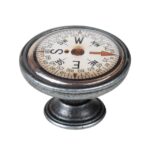 Πομολάκι Επίπλου Vintage Ασημί Αντικέ Φ37 – Marine Compass