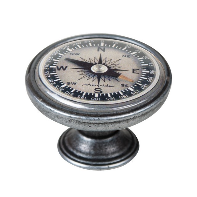550PT79 Πομολάκι Επίπλου Vintage Ασημί Αντικέ Φ37 – Compass Aquaglide - Image 1