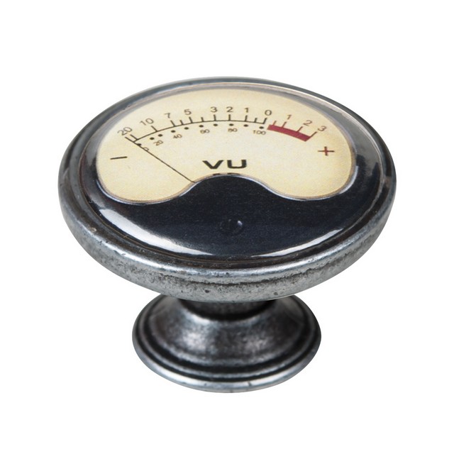 550PT80 Πομολάκι Επίπλου Vintage Ασημί Αντικέ Φ37 – VU Meter - Image 1