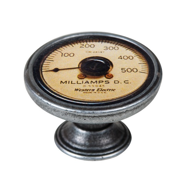 550PT82 Πομολάκι Επίπλου Vintage Ασημί Αντικέ Φ37 – Milliamps Gauge - Image 1