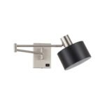 SE21-NM-52-MS1  ADEPT WALL LAMP Nickel Matt Wall lamp with Switcher and Black Metal Shade+