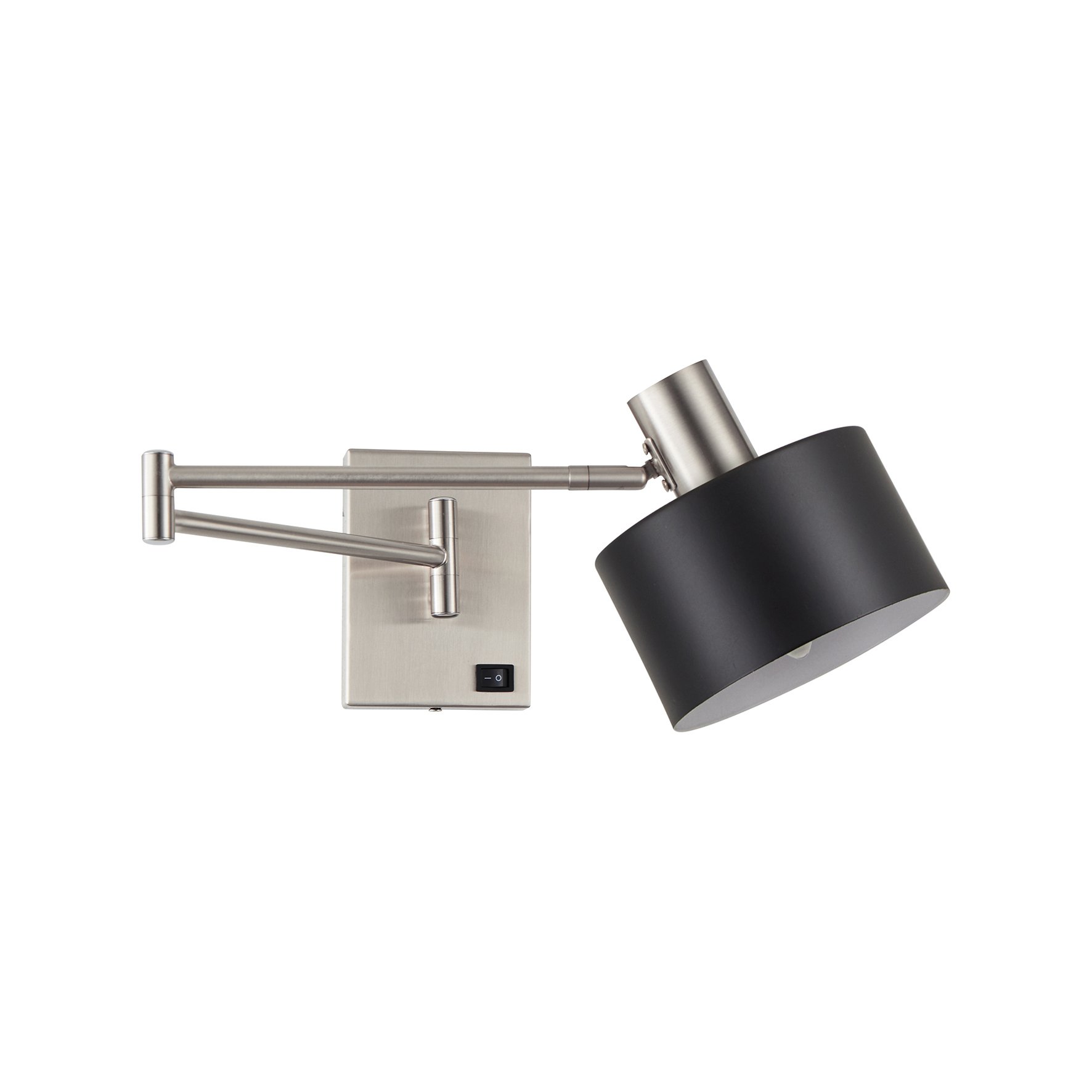 77-8375 SE21-NM-52-MS1 ADEPT WALL LAMP Nickel Matt Wall lamp with Switcher and Black Metal Shade+ - Image 1