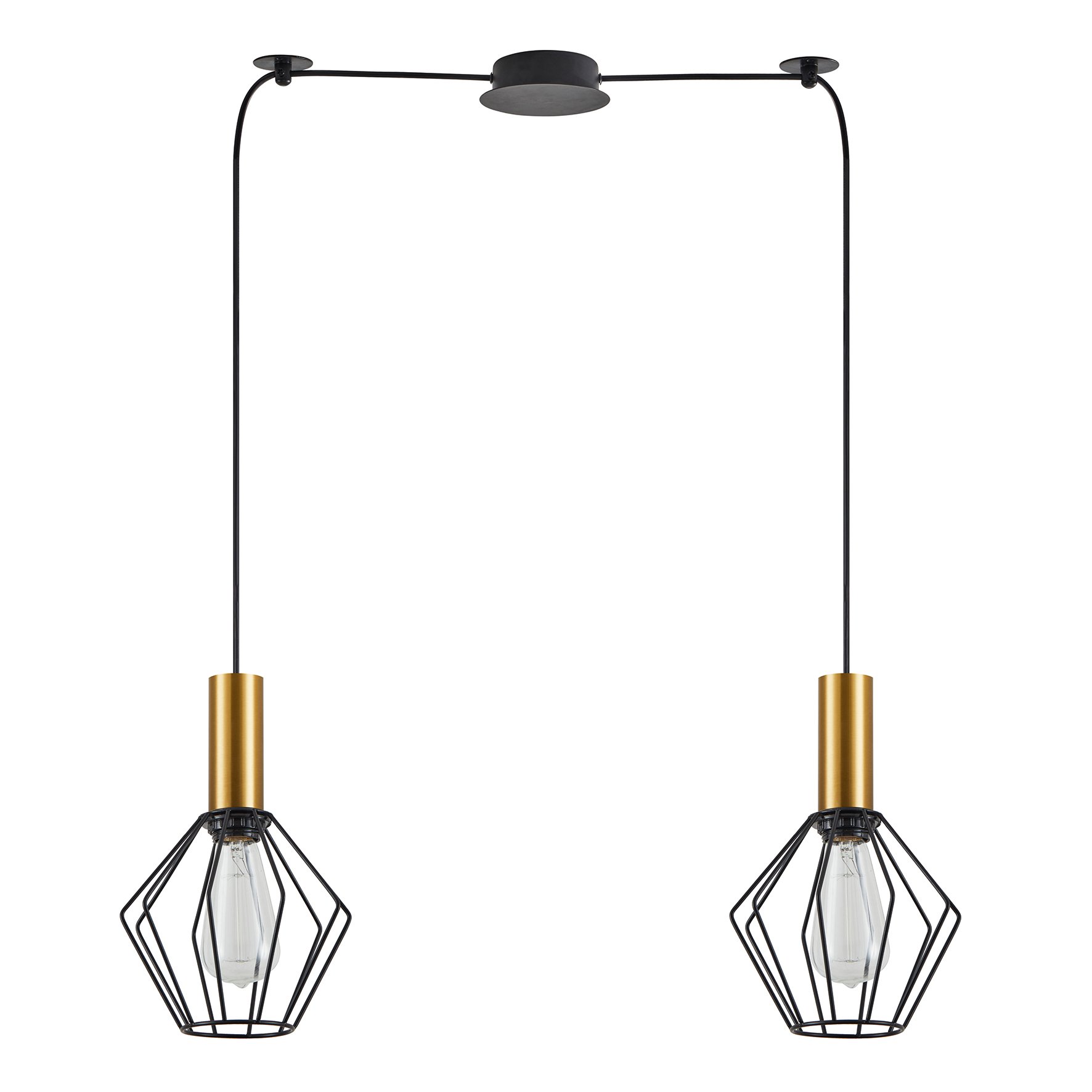 77-8620 SE21-GM-4-BL2-GR1 ADEPT TUBE Gold Matt Pendant Black Metal Grid+ - Image 1