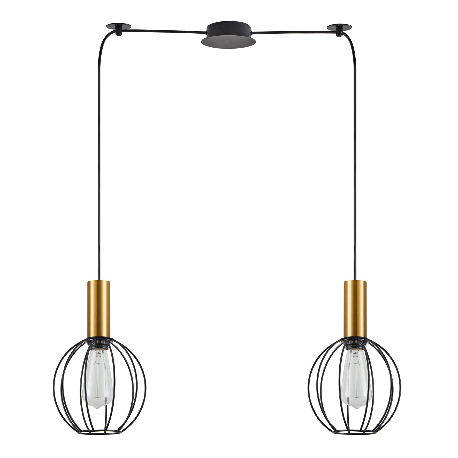 77-8627 SE21-GM-4-BL2-GR1 ADEPT TUBE Gold Matt Pendant Black Metal Grid+ - Image 1
