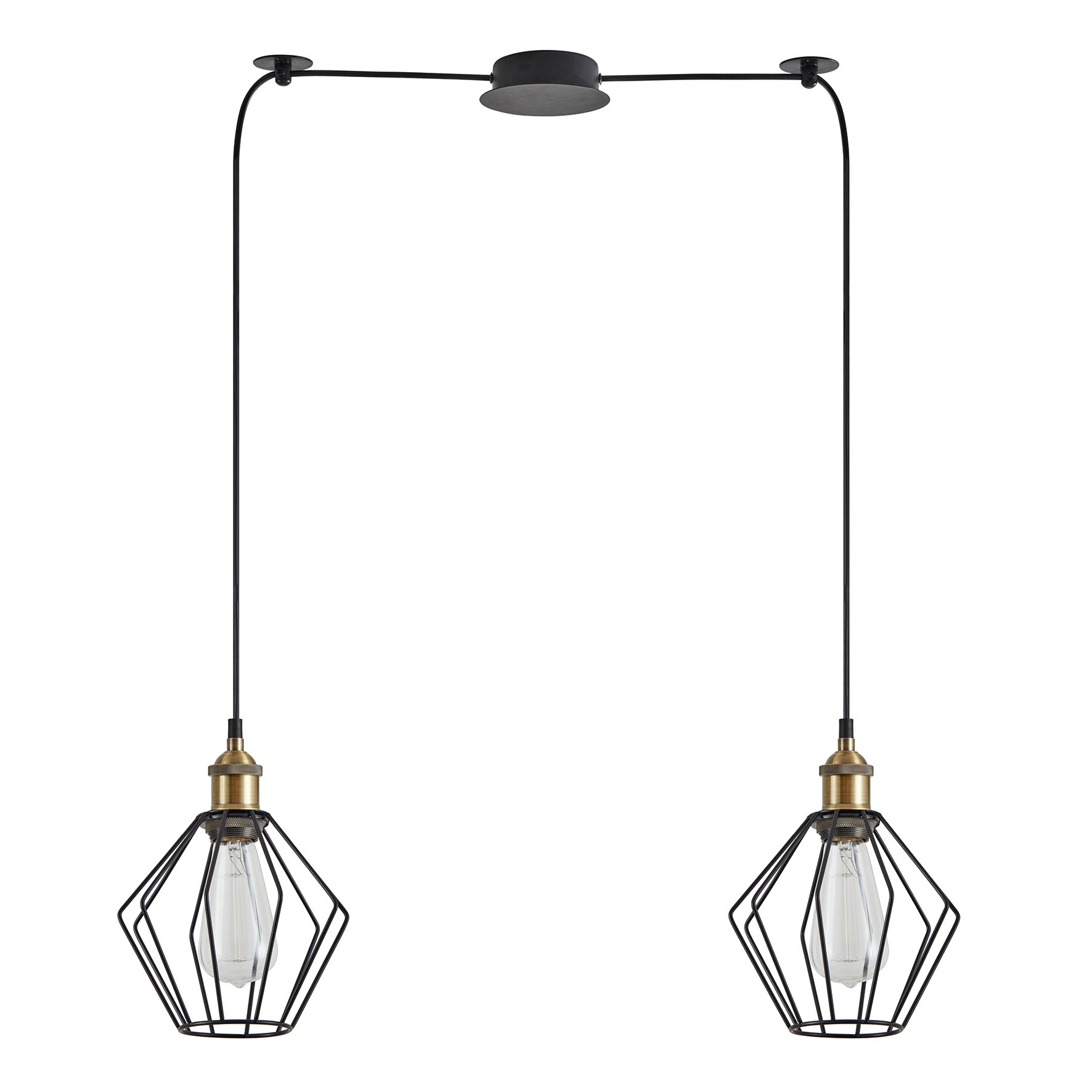 77-8706 SE21-BR-10-BL2-GR1 MAGNUM Bronze Metal Pendant Black Metal Grid with Black Fabric Cable+ - Image 1