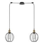 SE21-BR-10-BL2-GR2 MAGNUM Bronze Metal Pendant Black Metal Grid with Black Fabric Cable+