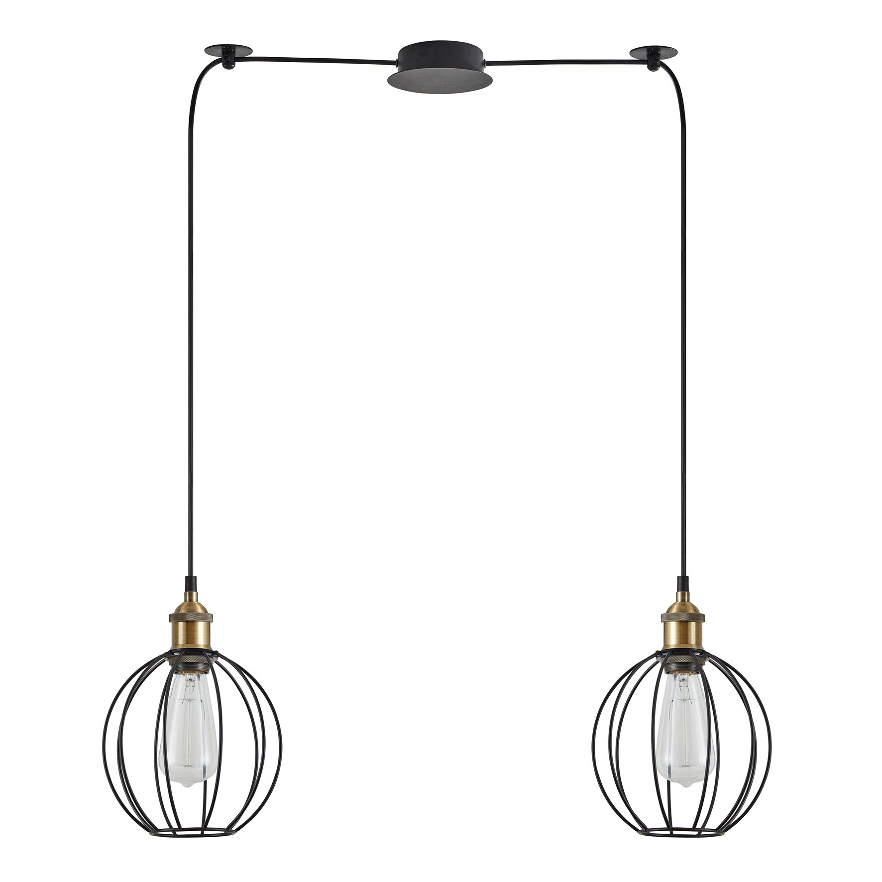 77-8713 SE21-BR-10-BL2-GR2 MAGNUM Bronze Metal Pendant Black Metal Grid with Black Fabric Cable+ - Image 1
