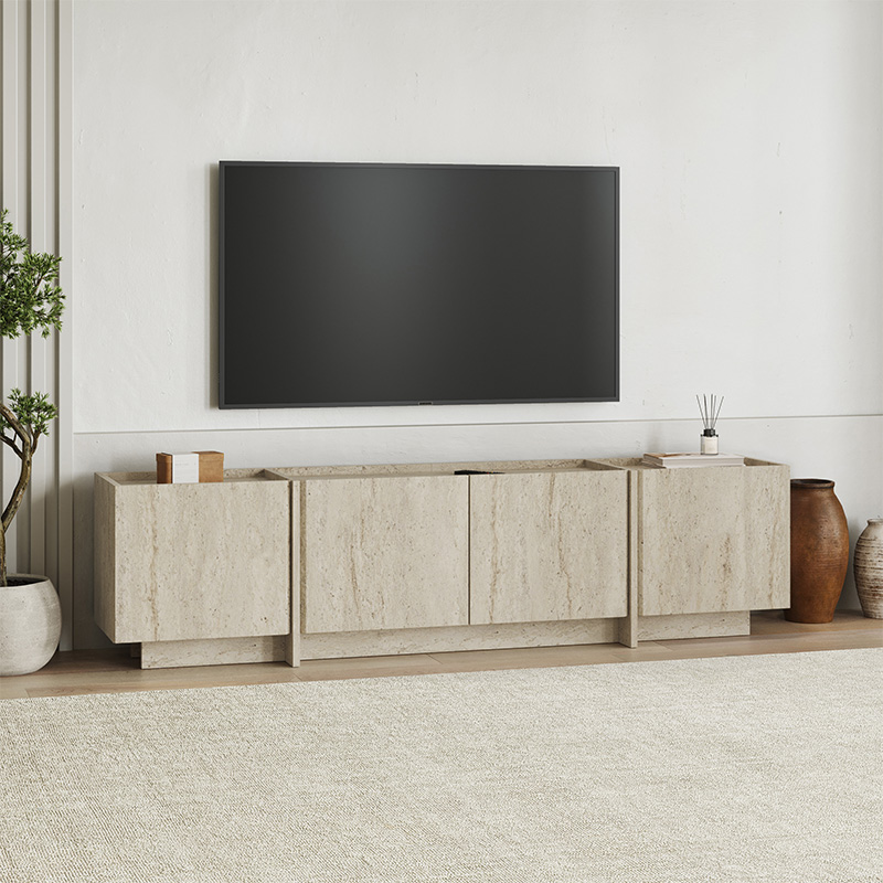 GP037-02942-0 Έπιπλο τηλεόρασης Lowen Megapap χρώμα travertine 180x35x46,2εκ. - Image 1