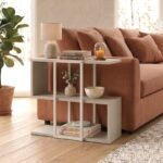 Τραπεζάκι βοηθητικό Homia Megapap χρώμα sandstone 56x25x56,5εκ.