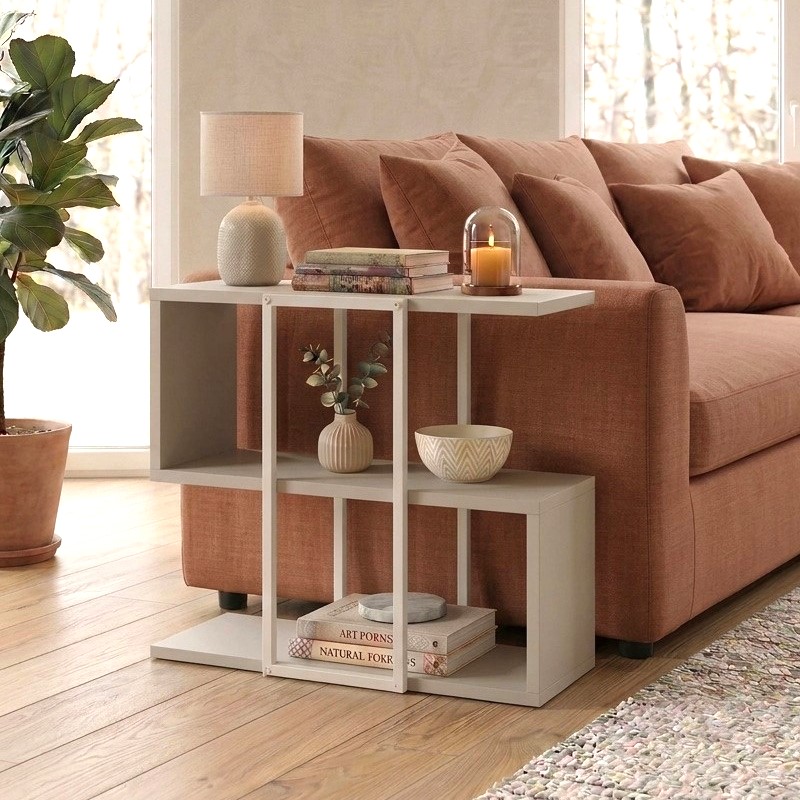 GP037-03031-0 Τραπεζάκι βοηθητικό Homia Megapap χρώμα sandstone 56x25x56,5εκ. - Image 1