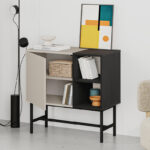 Μπουφές Mona Megapap χρώμα sandstone - black wood 81x40x80εκ. - Image 2