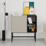 Μπουφές Mona Megapap χρώμα sandstone - black wood 81x40x80εκ. - Image 3