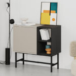 Μπουφές Mona Megapap χρώμα sandstone - black wood 81x40x80εκ. - Image 5