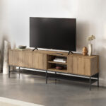 Έπιπλο τηλεόρασης Amira Megapap χρώμα καρυδί Ud - black wood 180x35x55εκ.