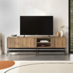 Έπιπλο τηλεόρασης Amira Megapap χρώμα καρυδί Ud - black wood 180x35x55εκ. - Image 3