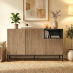 Μπουφές Cailin Megapap χρώμα sepet oak - black wood 140x41,8x80εκ. - Image 2