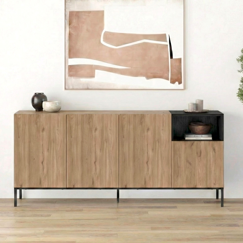 GP037-03271-0 Μπουφές Cailin Megapap χρώμα sepet oak - black wood 180x41,8x80εκ. - Image 1
