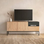 Έπιπλο τηλεόρασης Cailin Megapap χρώμα sepet oak - black wood 140x41,8x55εκ. - Image 2