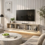 Έπιπλο τηλεόρασης επιτοίχιο Damla Megapap με LED χρώμα travertine 180x29,5x29,5εκ. - Image 2