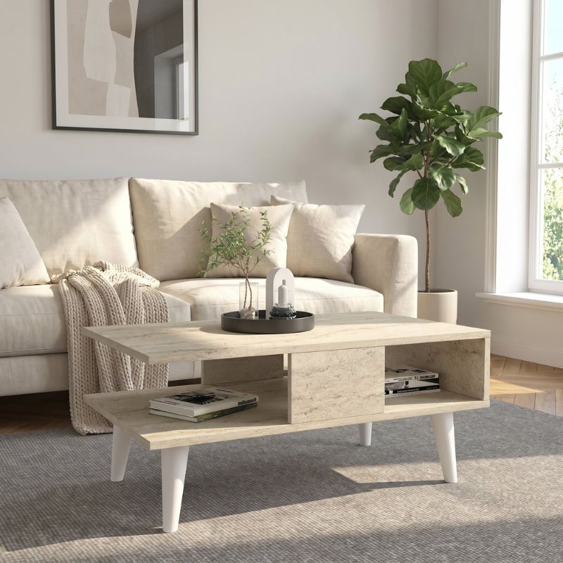 GP042-02414-0 Τραπεζάκι σαλονιού Andros Megapap χρώμα travertine 90x54x39,6εκ. - Image 1