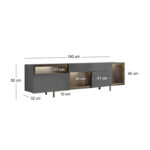 Έπιπλο τηλεόρασης Norm Megapap με Led Rgb χρώμα ανθρακί - χρυσό 180x32x55εκ. - Image 6