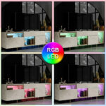 Έπιπλο τηλεόρασης Norm Megapap με Led Rgb χρώμα travertine - χρυσό 180x32x55εκ. - Image 2