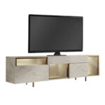 Έπιπλο τηλεόρασης Norm Megapap με Led Rgb χρώμα travertine - χρυσό 180x32x55εκ. - Image 5