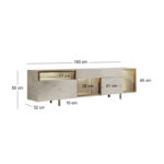 Έπιπλο τηλεόρασης Norm Megapap με Led Rgb χρώμα travertine - χρυσό 180x32x55εκ. - Image 6