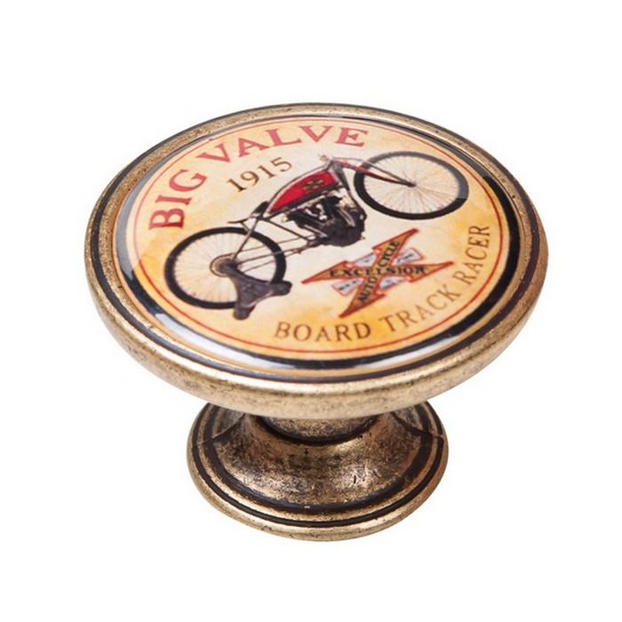 pomolaki-vintage-xryso-antike-550BR09 Πομολάκι Vintage Χρυσό Αντικέ - Big Valve 1915 Μοτοσυκλέτα - Image 1
