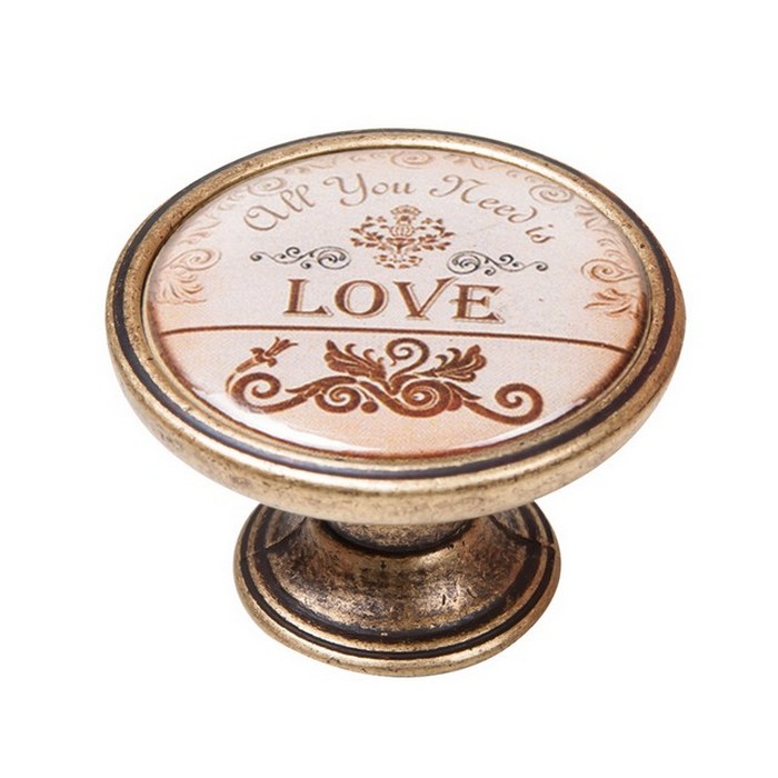 pomolaki-vintage-xryso-antike-550BR28 Πομολάκι Vintage Χρυσό Αντικέ Love Φ37mm - Image 1