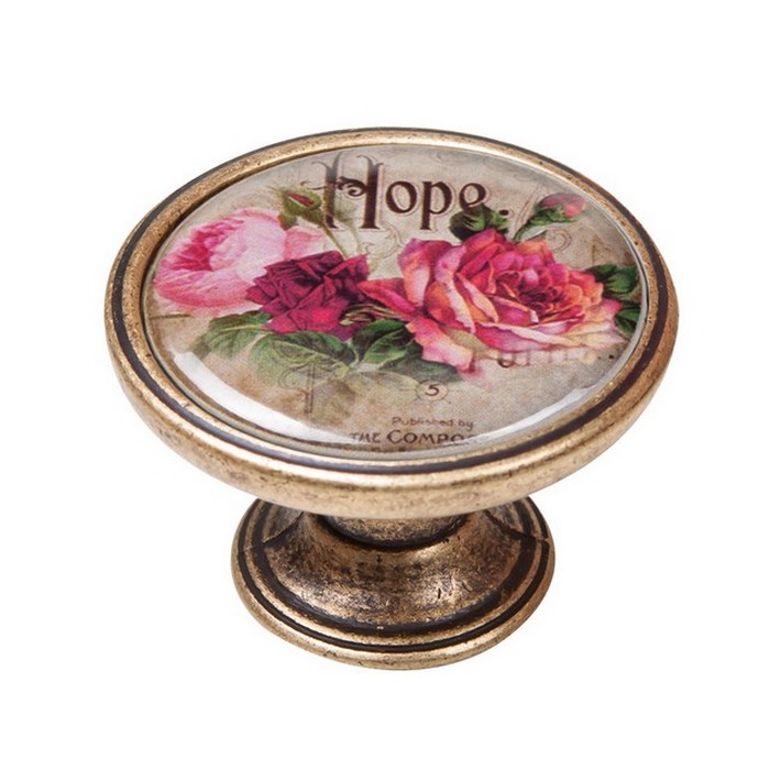 pomolaki-vintage-xryso-antike-550BR31 Πομολάκι Vintage Χρυσό Αντικέ Hope Roses Φ37mm - Image 1