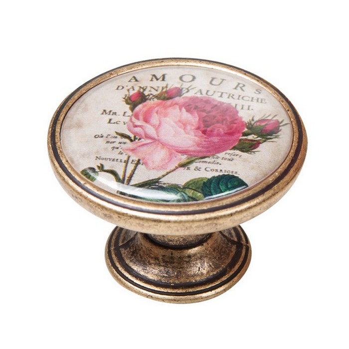 pomolaki-vintage-xryso-antike-550BR32 Πομολάκι Vintage Χρυσό Αντικέ Amour Rose Φ37mm - Image 1