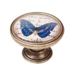 Πομολάκι Vintage Χρυσό Αντικέ Blue Butterfly Φ37mm