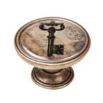 Πομολάκι Vintage Χρυσό Αντικέ Vintage Key Black Φ37mm