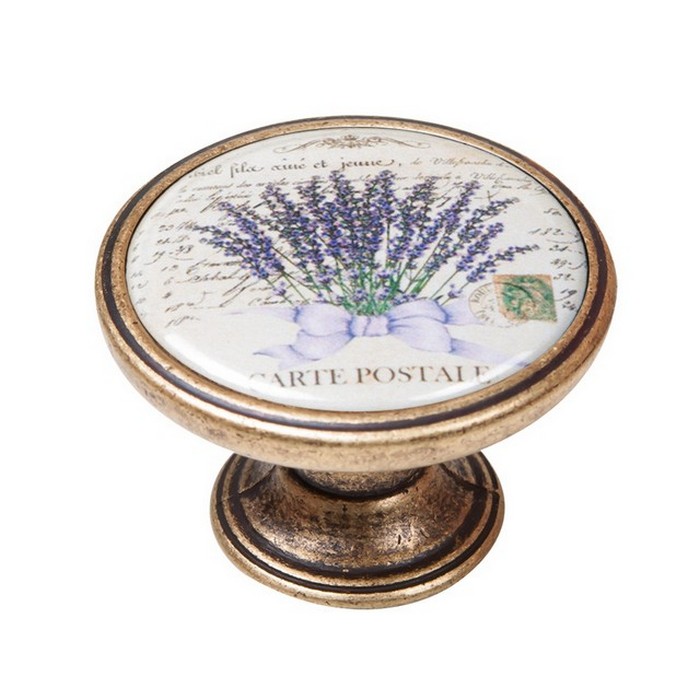 pomolaki-vintage-xryso-antike-550BR47 Πομολάκι Vintage Χρυσό Αντικέ Lavender Postcard Φ37mm - Image 1