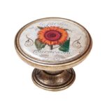 Πομολάκι Vintage Χρυσό Αντικέ Sunflower Φ37mm