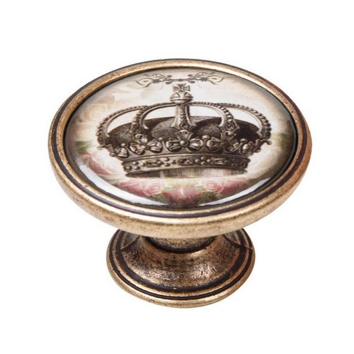 pomolaki-vintage-xryso-antike-550BR56 Πομολάκι Vintage Χρυσό Αντικέ Imperial Crown Φ37mm - Image 1