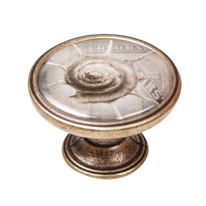 pomolaki-vintage-xryso-antike-550BR60 Πομολάκι Vintage Χρυσό Αντικέ Spiral Shell Φ37mm - Image 1