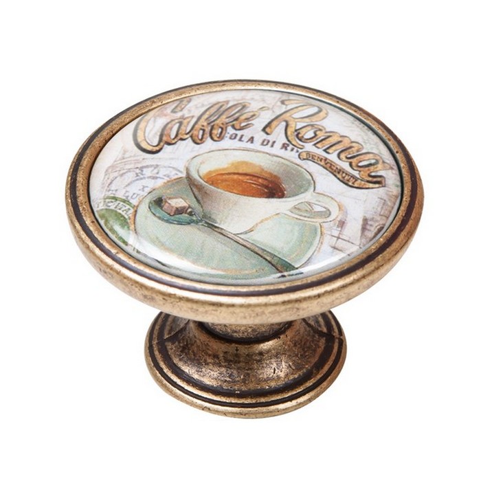pomolaki-vintage-xryso-antike-550BR62 Πομολάκι Vintage Χρυσό Αντικέ Caffè Roma Φ37mm - Image 1