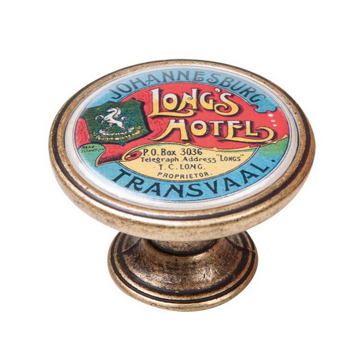 pomolaki-vintage-xryso-antike-550BR73 Πομολάκι Vintage Χρυσό Αντικέ Long's Hotel Transvaal Φ37mm - Image 1