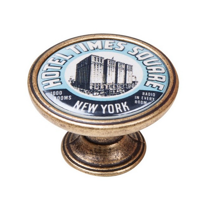 pomolaki-vintage-xryso-antike-550BR74 Πομολάκι Vintage Χρυσό Αντικέ Hotel Times Square New York Φ37mm - Image 1
