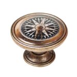 Πομολάκι Vintage Χρυσό Αντικέ Nautical Compass Black Φ37mm