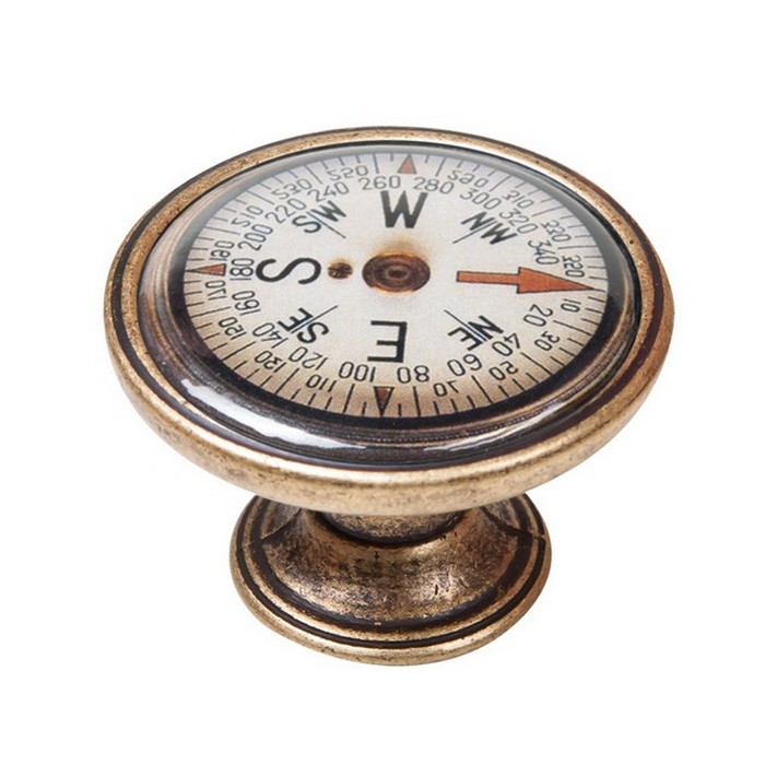 pomolaki-vintage-xryso-antike-550BR78 Πομολάκι Vintage Χρυσό Αντικέ Explorer Compass Φ37mm - Image 1