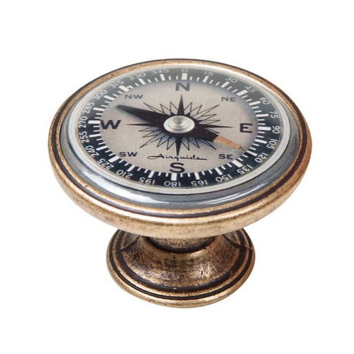 pomolaki-vintage-xryso-antike-550BR79 Πομολάκι Vintage Χρυσό Αντικέ Navigation Compass Φ37mm - Image 1