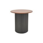 Βοηθητικό τραπέζι Dovel pakoworld mdf σε καρυδί-μαύρο μέταλλο Φ50x50εκ - Image 2